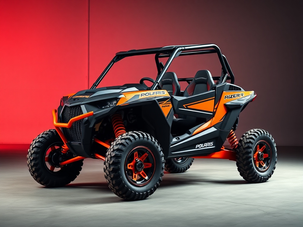 Upgraded Polaris RZR Pro R with custom wheels and roll cage